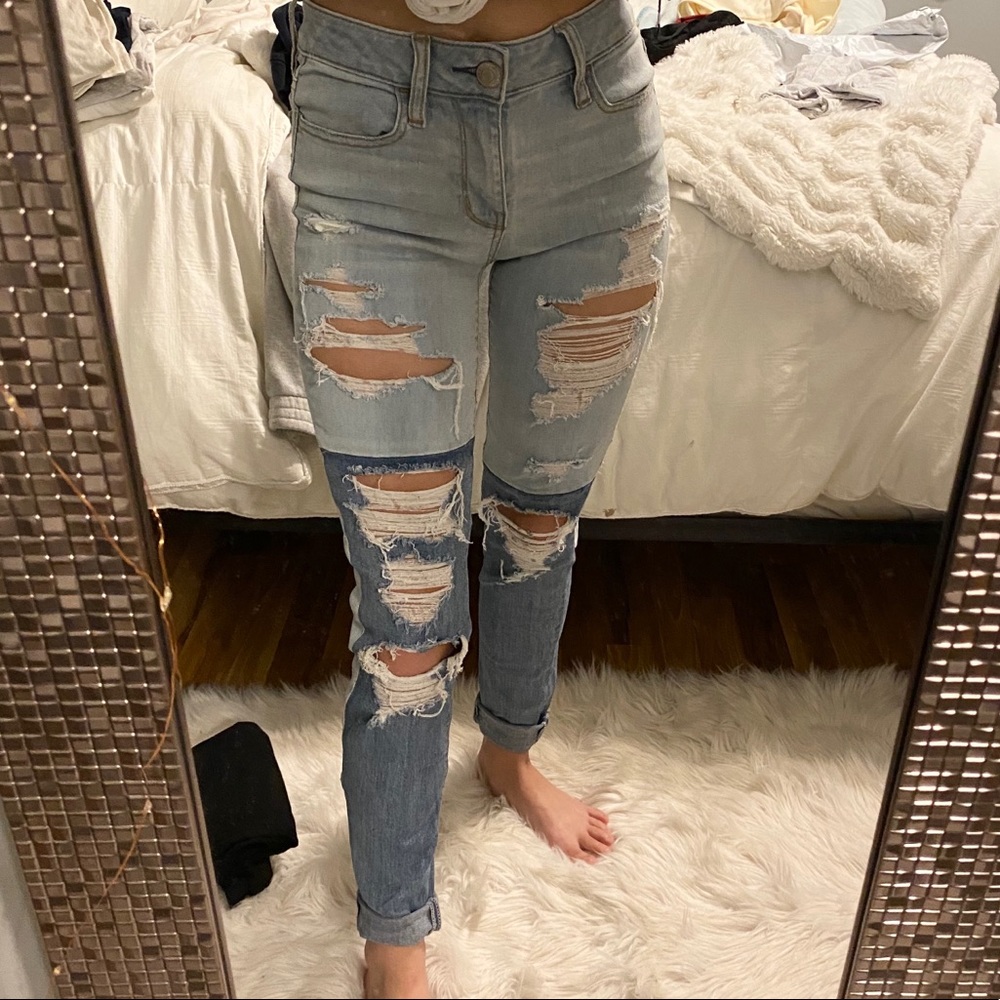 two tone american eagle jeans
